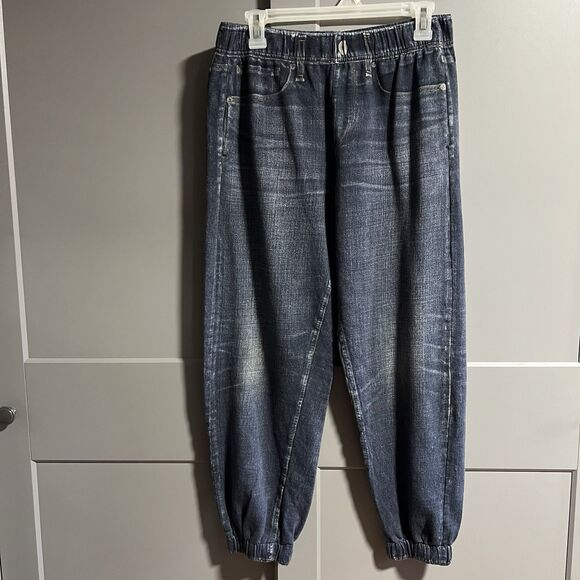 Denim Pants - Rag & Bone Women Faux Denim Cotton Terry Miramar Jogger Pants Large Blue Lounge